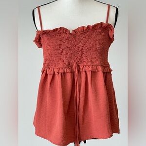 BiBi size large smocked top with adjustable straps new with tags NWT summer date